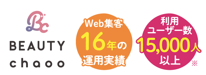 BEAUTY chaoo Web集客16年の運用実績 利用ユーザー数15,000人以上※