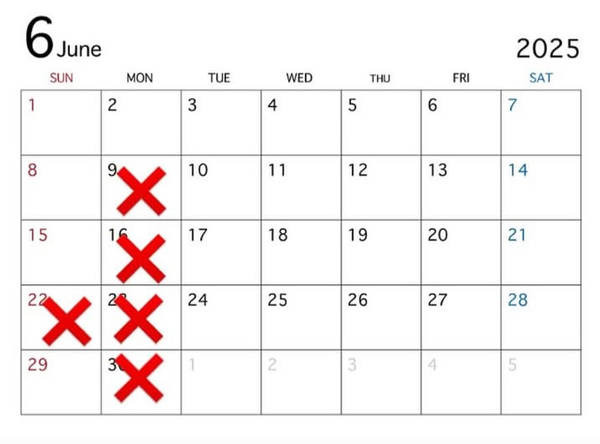 6月のお休み