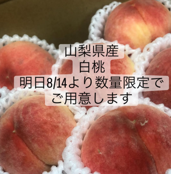8/14！本日より数量限定で白桃ご用意♡