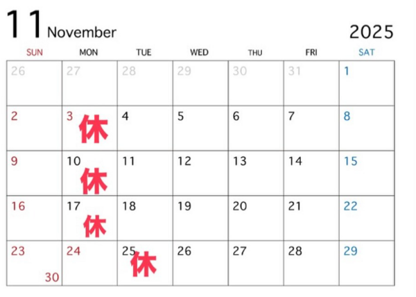 11月のおやすみ