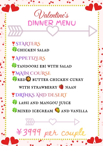 Valentine menu out