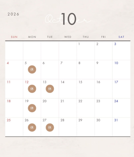 10月営業カレンダーです♪